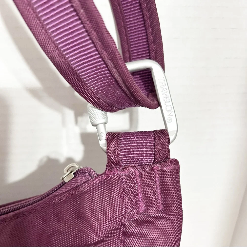 Travelon Anti-Theft Classic Crossbody Shoulder Bucket Bag Adjustable Strap 💜